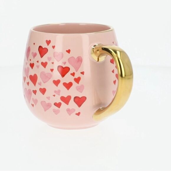 Thyme & Table Stoneware Heart Pattern Mug with Gold Handle - Picture 5 of 7